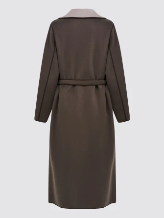 Женское кашемировое пальто темно-коричневое премиум класса 1055-125-1