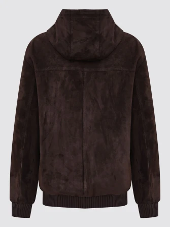 Коричневый замшевый мужской бомбер премиум класса 567з-1
