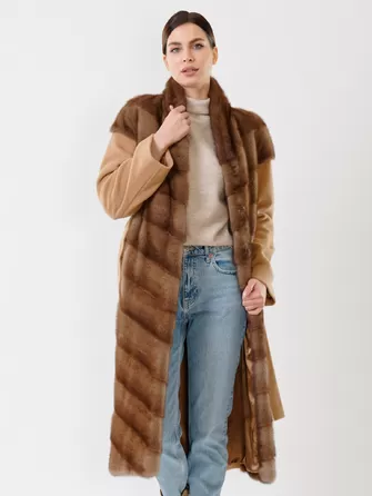 Пальто из меха норки и кашемира женское 19000-1