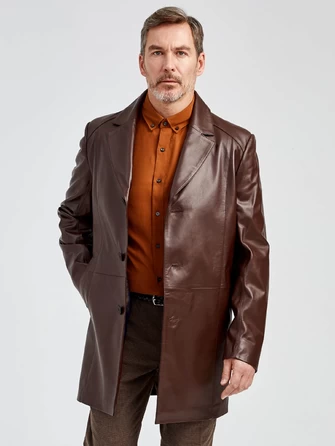 Кожаный пиджак удлиненный премиум класса для мужчин 541-1