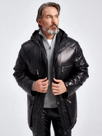 Кожаная куртка утепленная мужская 513-1