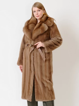 Пальто из меха норки с соболем женское 19009(ав)-0