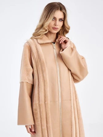 Длинное молодежное женское пальто из натуральной овчины премиум класса 2045-0
