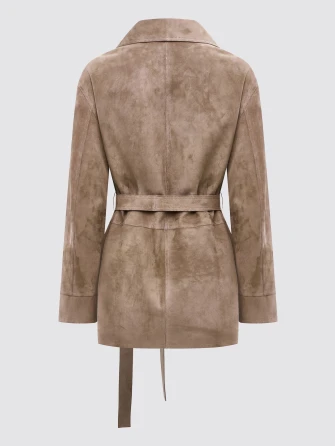 Женская замшевая бежевая куртка пиджак премиум класса 3092з-1