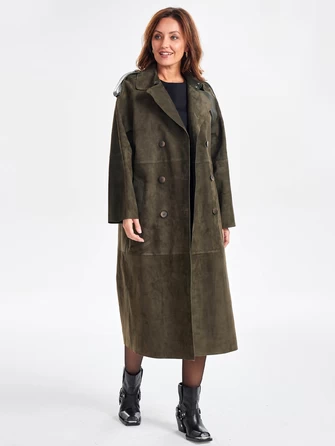 Замшевое двубортное женское пальто френч премиум класса 3070з-0