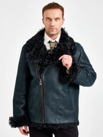 Короткая мужская дубленка-косуха премиум класса 446-0