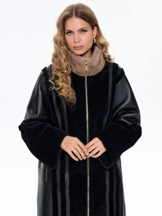 Женская дубленка на молнии с норковым воротником премиум класса 2040-0