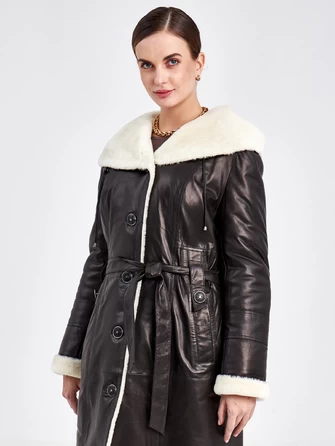 Кожаное пальто зимнее женское 392мех-0