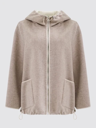 Полупальто кашемировое женское с капюшоном бежевое 1132-70-0