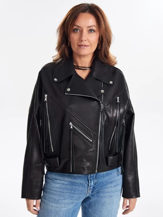 Женская кожаная короткая куртка косуха премиум класса 3051-0