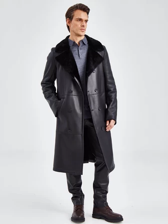 Двубортное мужское пальто из натуральной овчины премиум класса 432-0