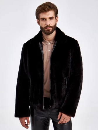 Кожаная куртка из кожи морского угря двусторонняя зимняя мужская 4351-1