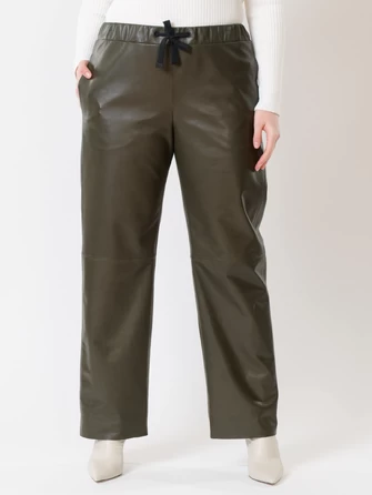Кожаные широкие женские брюки из натуральной кожи 06-0