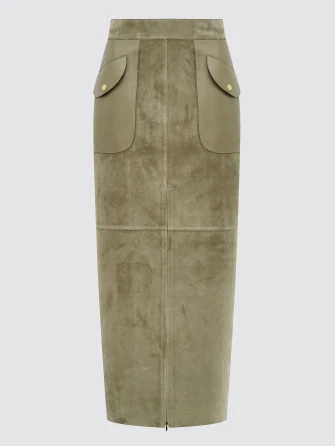 Замшевая длинная юбка премиум класса 20з-0