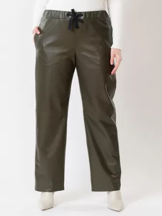Кожаные широкие брюки женские 06-0