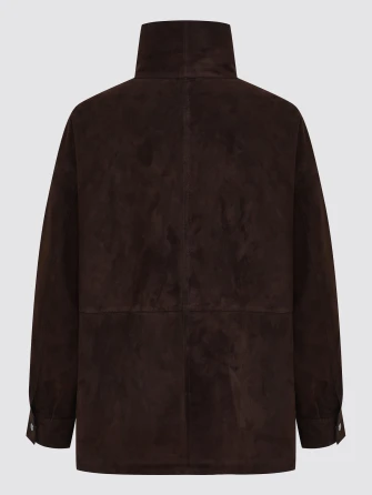 Коричневая женская замшевая куртка премиум класса 3110з-1