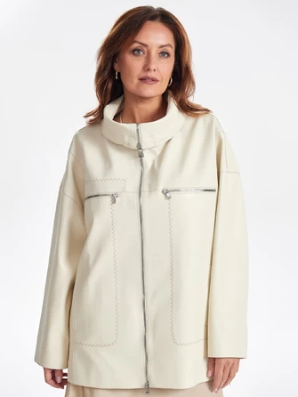 Кожаная женская куртка оверсайз на молнии премиум класса 3056-1