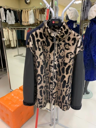 Комбинированная женская дубленка 2076-0