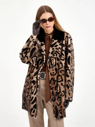 Короткая женская дубленка с норкой 2084-0