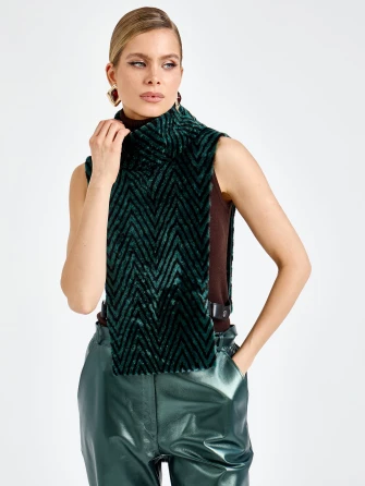 Жилет женский из натурального меха астраган 10-0