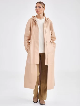 Женское кожаное пальто с капюшоном на молнии премиум класса 3033-0