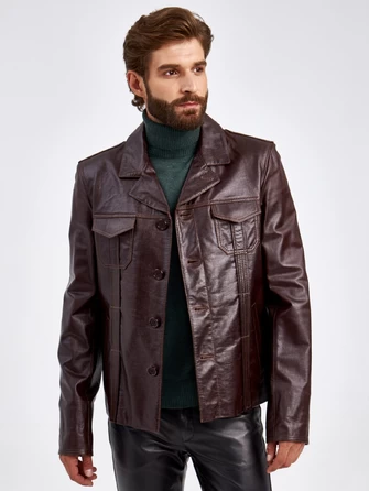 Короткий кожаный мужской пиджак 2010-7-1
