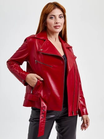 Кожаная женская куртка косуха с поясом 3013-0