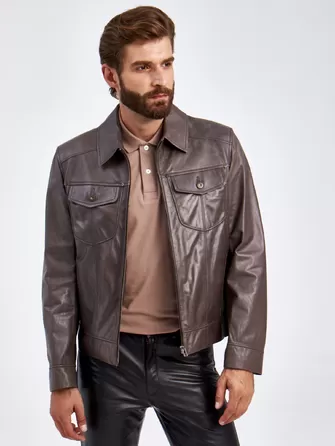 Короткая кожаная мужская куртка Ray-1
