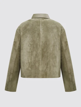 Короткая женская замшевая куртка премиум класса 3111з-1