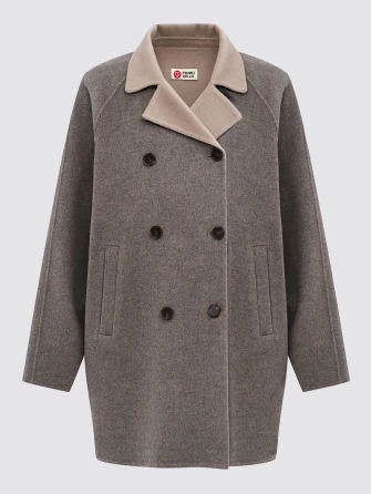 Серо-коричневое полупальто кашемировое женское 1095-85-0