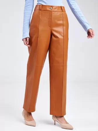 Кожаные брюки со стрелкой премиум класса женские 08-1