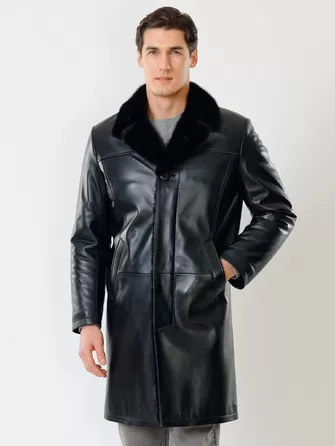 Кожаное пальто зимнее премиум класса мужское 533мех-1