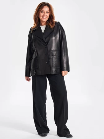 Кожаный женский пиджак оверсайз премиум класса 3068-1