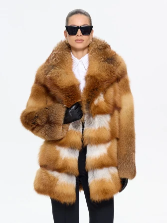 Женская короткая шуба из меха лисы Л1010 - 384-1