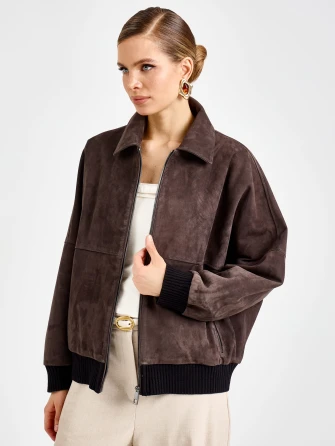 Женская замшевая куртка бомбер премиум класса 3106з-1