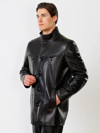 Утепленная удлиненная мужская кожаная куртка 517нв-1
