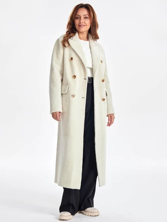 Длинное двубортное женское пальто из меховой овчины премиум класса 2047-0