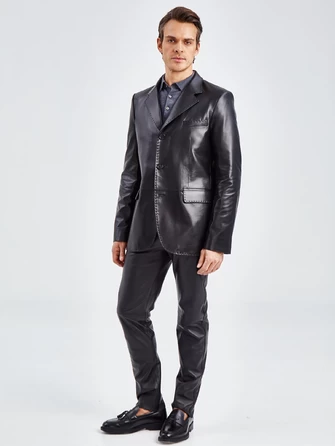 Мужской кожаный пиджак на ручном стежке премиум класса 543-1