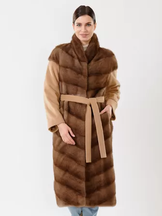 Пальто из меха норки и кашемира женское 19000-0