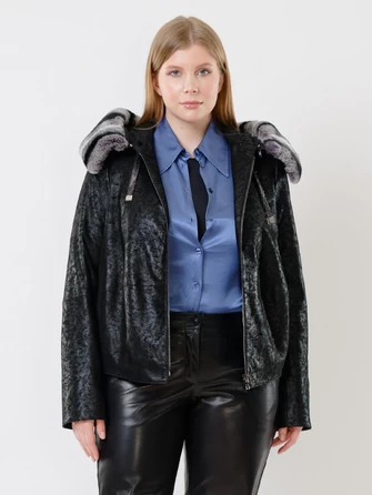 Короткая замшевая утепленная женская куртка с мехом "рекса" 308ш-0