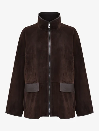 Коричневая женская замшевая куртка премиум класса 3110з-0