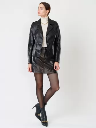 Кожаный комплект женский: Куртка 304 + Мини-юбка 03-0