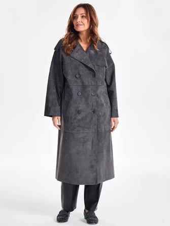 Замшевое двубортное женское пальто френч премиум класса 3070з-0