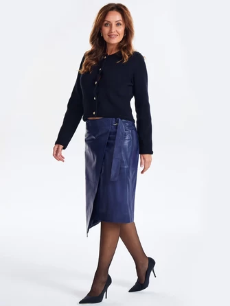 Кожаная юбка миди с запахом 07-0