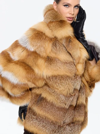 Женская короткая шуба из меха лисы М1010 - 313-1