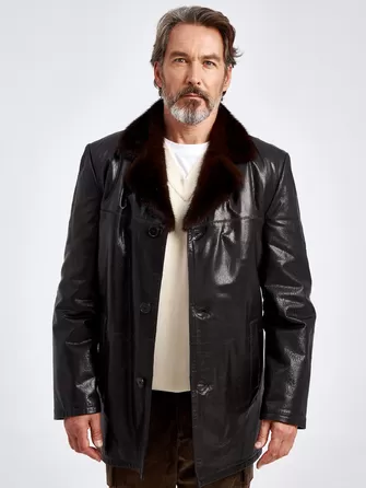 Кожаная куртка зимняя премиум класса мужская 5450-1