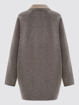 Серо-коричневое полупальто кашемировое женское 1095-85-1
