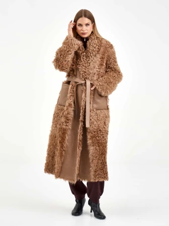 Длинная дубленка из натуральной овчины тиградо для женщин премиум класса 2020-1
