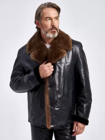 Кожаная куртка зимняя премиум класса мужская 4365-1