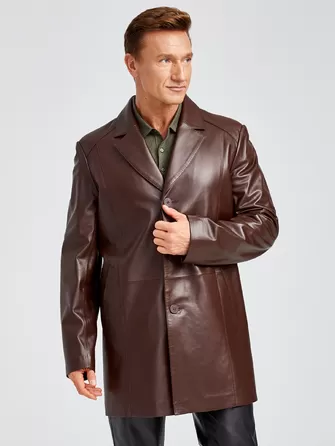 Кожаный пиджак удлиненный премиум класса для мужчин 541-0